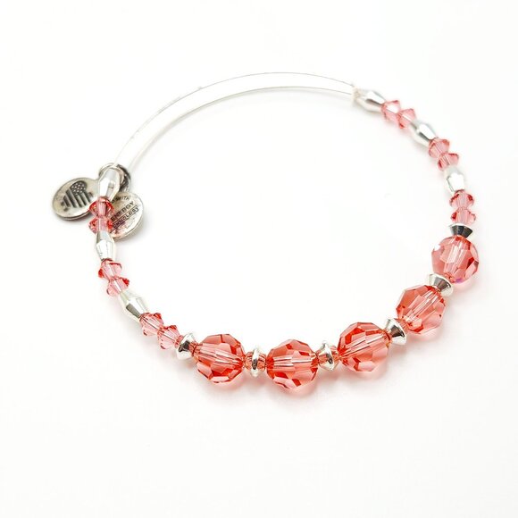 Alex and Ani Brook Peony Pink Delicate Sparkly Swarovski Beaded Bangle Bracelet - Picture 1 of 3